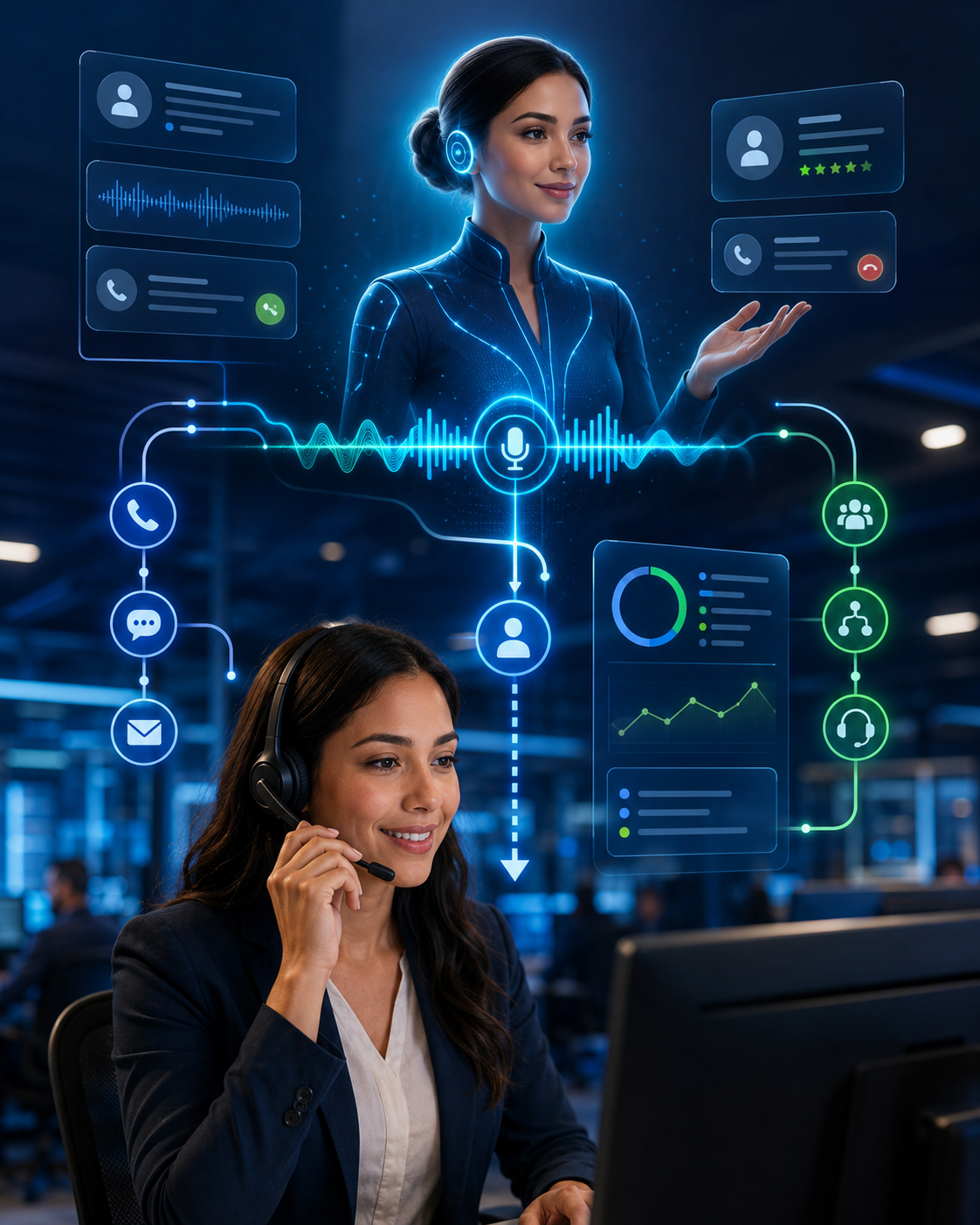 Call Center híbrido de Cyberideas con agentes humanos y agentes de inteligencia artificial