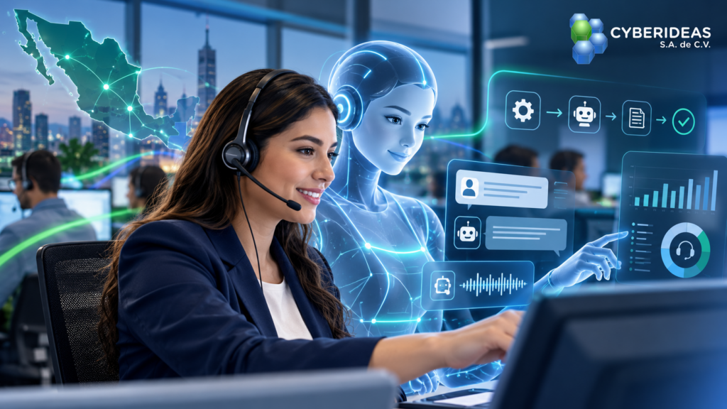 Descubre cómo un Call Center con inteligencia artificial combina agentes humanos, agentes de IA, RPA y Speech Analytics para automatizar la atención.