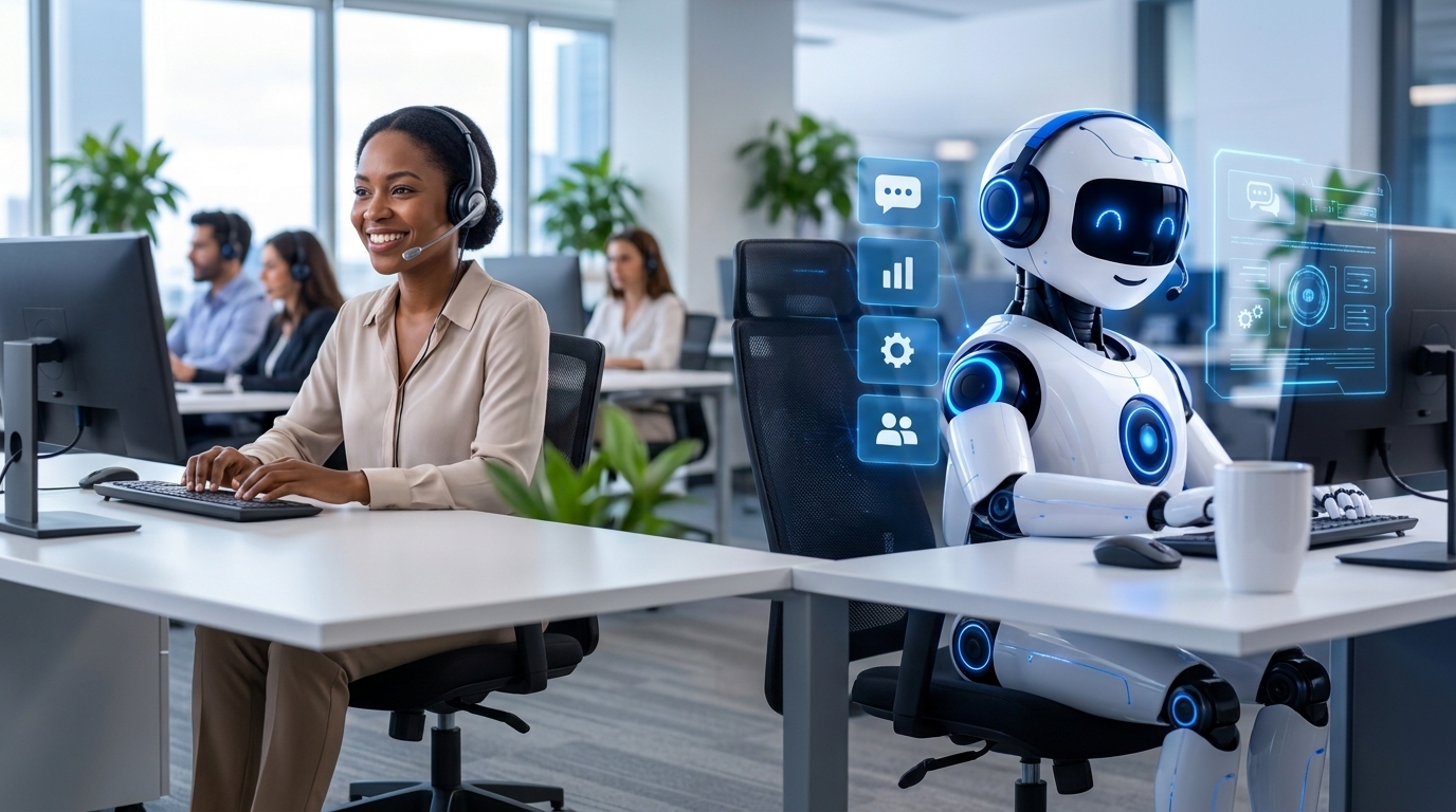Agente humano de atención al cliente en el Call Center híbrido de Cyberideas
