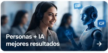 Agentes humanos e inteligencia artificial colaborando en un Contact Center